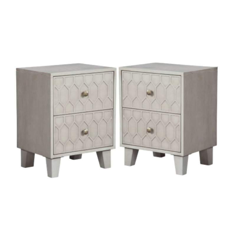 Home Square 3 Piece Set with 2-Drawer Wood Nightstand and 5-Drawer Chest