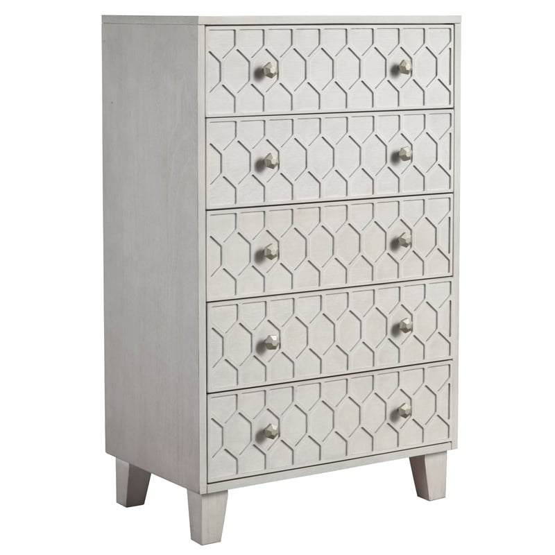Home Square 3 Piece Set with 2-Drawer Wood Nightstand and 5-Drawer Chest