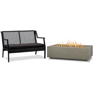 home square 2 piece set with large propane fire table and patio loveseat