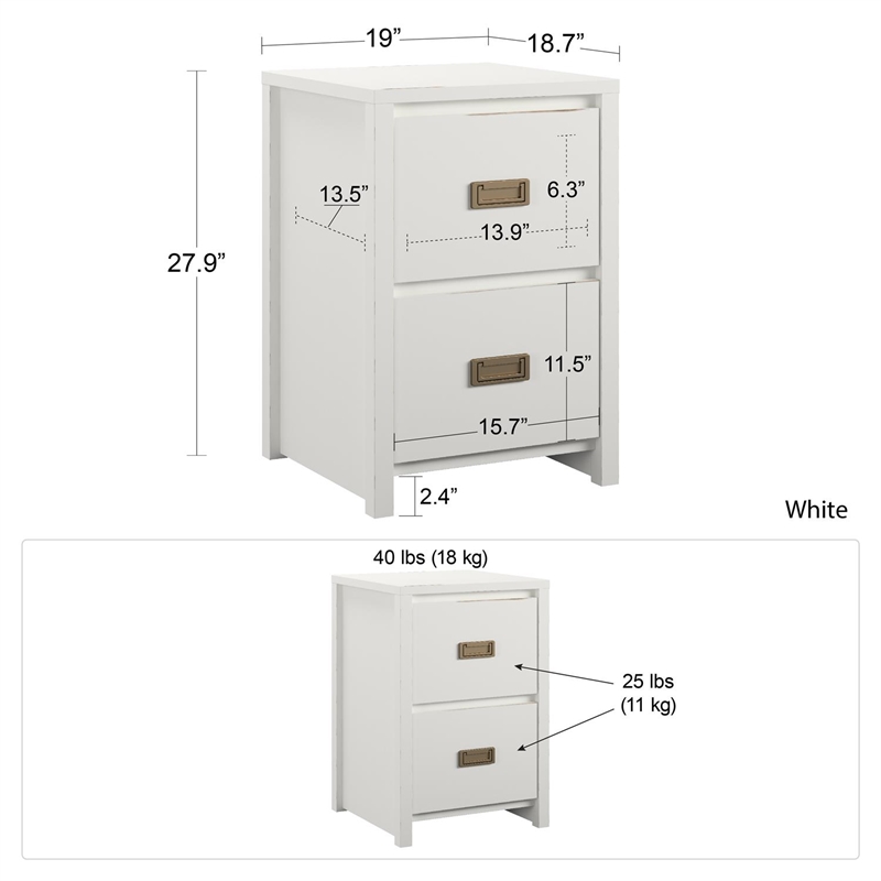 Home Square 2-Piece Set with Nightstand and Twin Metal Loft Bed in White