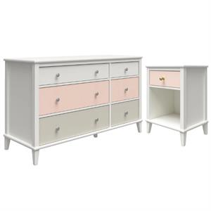 home square 2-piece furniture set with 6-drawer dresser and nighstand in peach