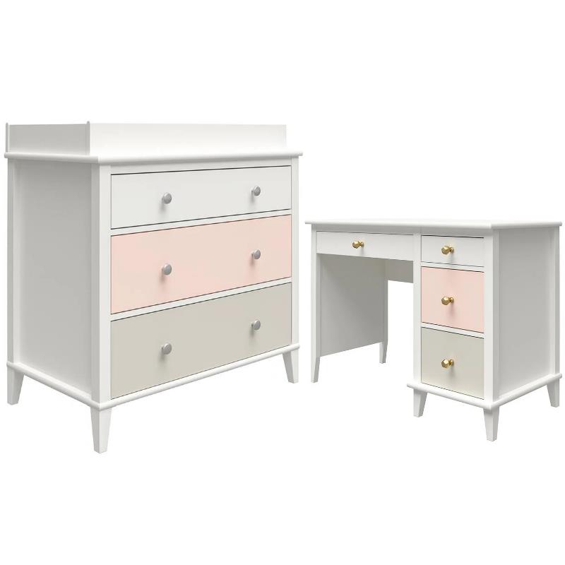Home Square 2-Piece Furniture Set with 3-Drawer Changing Table and Desk