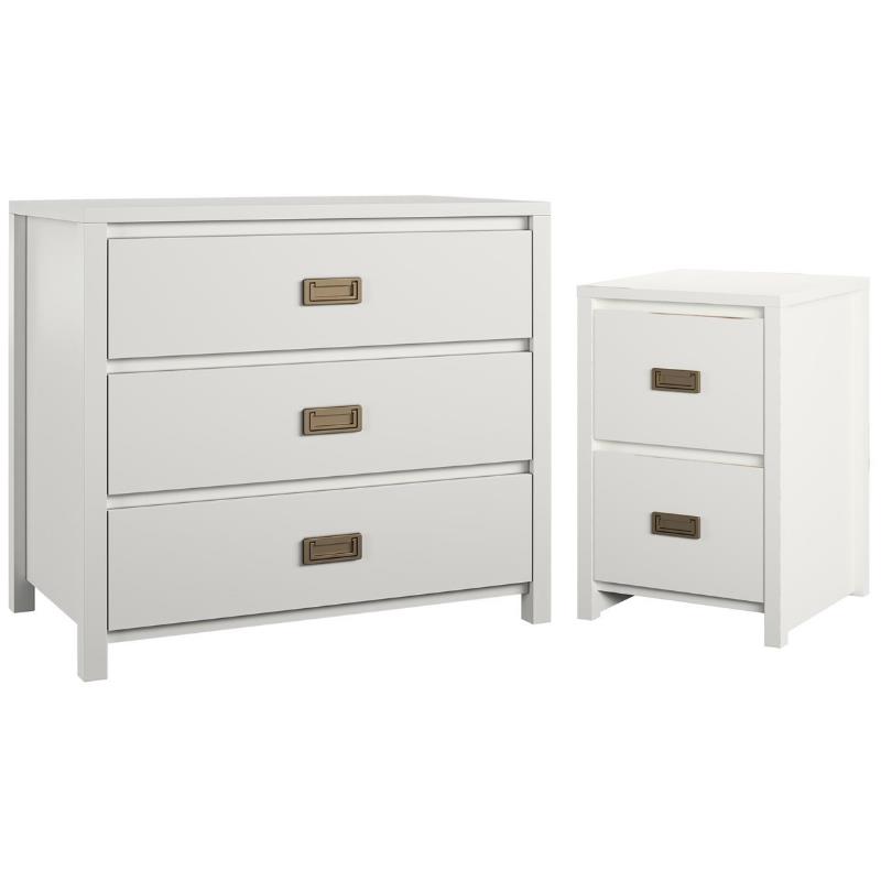 Home Square 2-Piece Furniture Set with Nightstand and 3-Drawer Kids Dresser