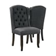 Sinuata 3-Piece Black and Gray Wood Dining Table and 2 Tufted Side Chair Set