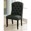 Sinuata 3-Piece Black and Gray Wood Dining Table and 2 Tufted Side Chair Set