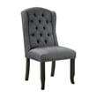 Sinuata 3-Piece Black and Gray Wood Dining Table and 2 Tufted Side Chair Set