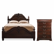 Ruben 2-Piece Cherry Wood King Poster Bed and 5-Drawer Chest Set