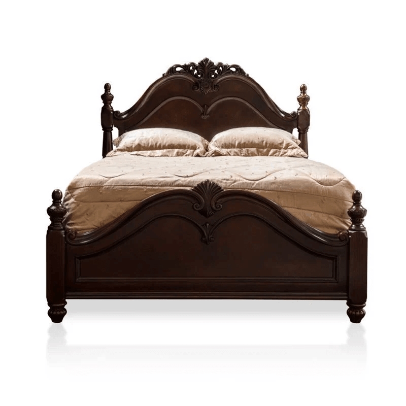 Ruben 2-Piece Cherry Wood California King Poster Bed and 5-Drawer Chest Set