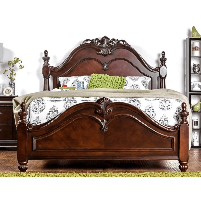 Ruben 2-Piece Cherry Wood California King Poster Bed and 5-Drawer Chest Set