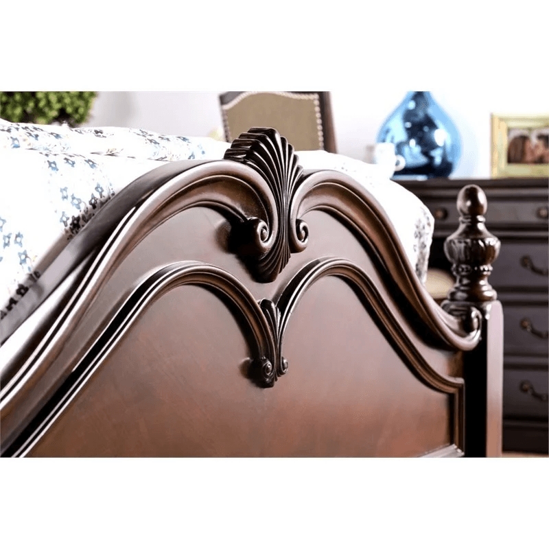 Ruben 2-Piece Cherry Wood California King Poster Bed and 5-Drawer Chest Set