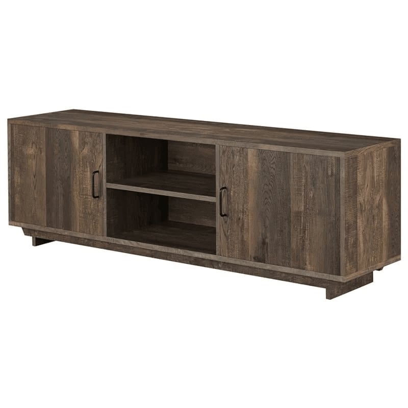 Krella 2-Piece Oak Wood Storage Coffee Table and 62-Inch TV Stand Set