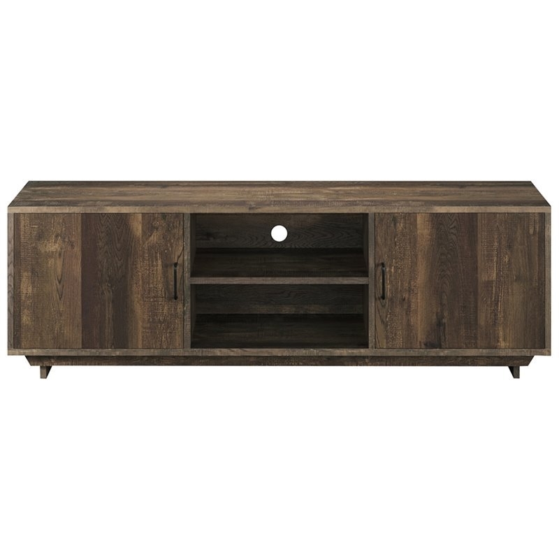 Krella 2-Piece Oak Wood Storage Coffee Table and 62-Inch TV Stand Set