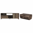 Edwards 2-Piece Oak Wood Storage Coffee Table and 70-Inch TV Stand Set