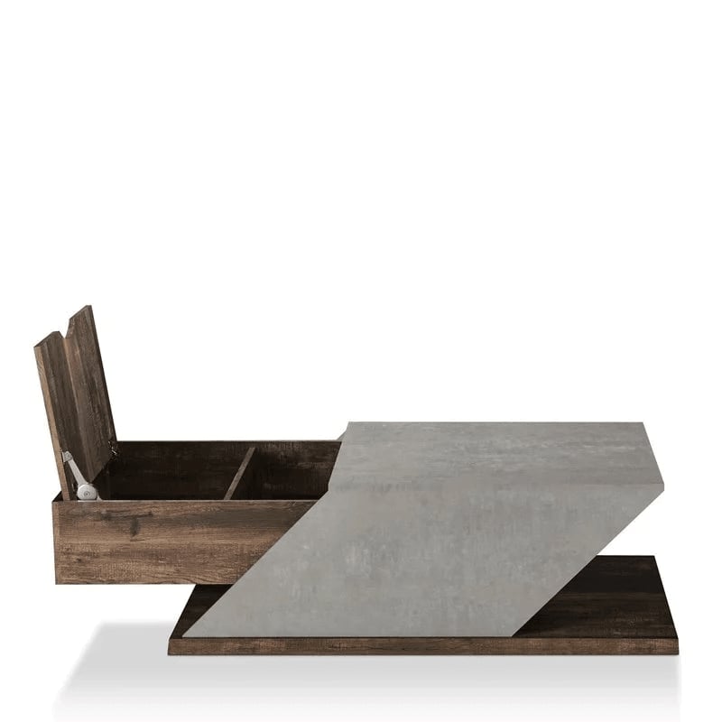Menster 2-Piece Oak Wood Storage Coffee Table and 70-Inch TV Stand Set