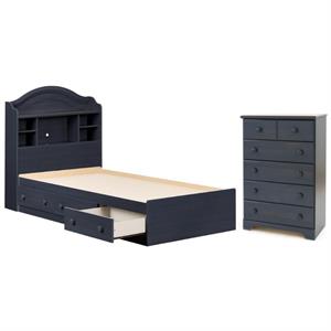 home square 2-piece set with twin engineered wood bed set and 5-drawer chest