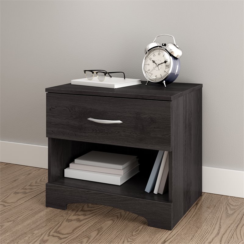 Home Square 2-Piece Furniture Set with Nightstand and Chest in Gray Oak