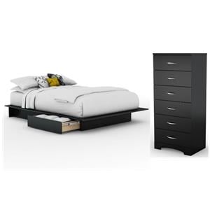 Home Square 2-Piece Set with 2-Drawer Storage Bed & 6-Drawer Lingerie Chest