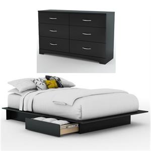Home Square 2-Piece Set with Queen 2-Drawer Storage Bed 6-Drawer Double Dresser
