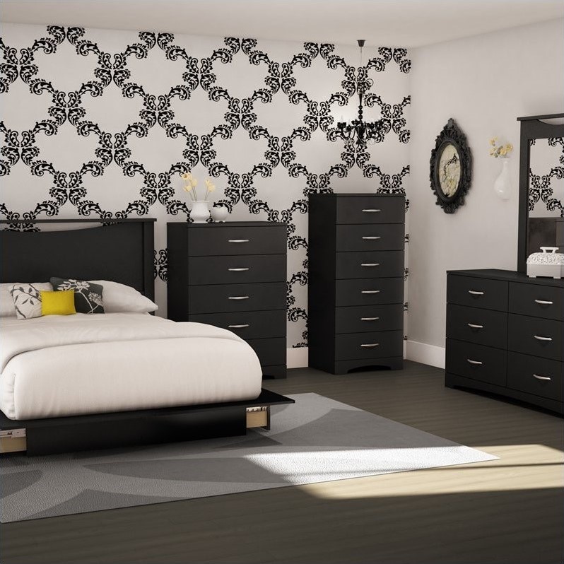 Home Square 3-Piece Set with Nightstand Single Lingerie Chest & Double Dresser