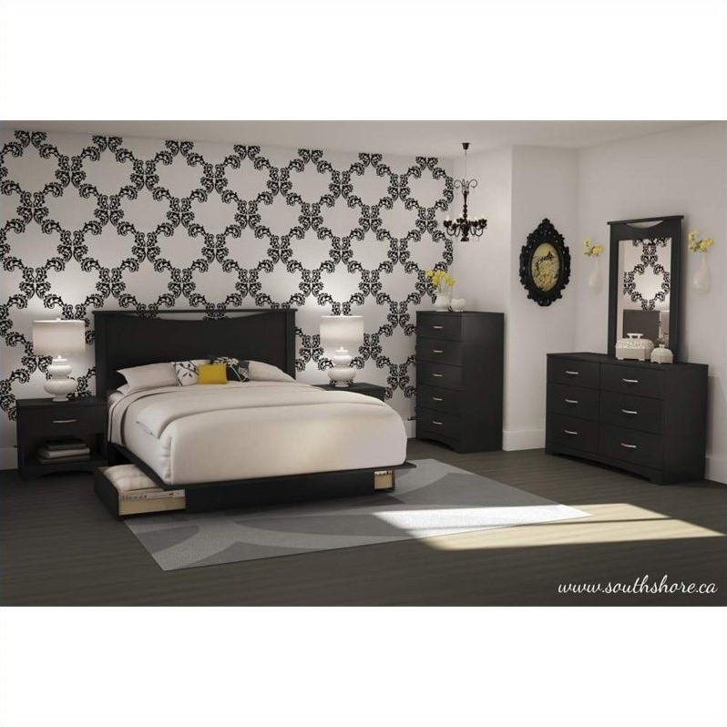 Home Square 3-Piece Set with Nightstand Single Lingerie Chest & Double Dresser