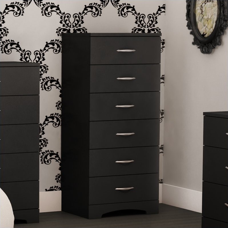 Home Square 2-Piece Set with 1-Drawer Nightstand Single 6-Drawer Lingerie Chest