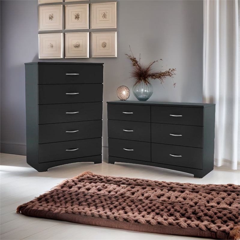 Home Square 2-Piece Set with 5-Drawer Chest and 6-Drawer Double Dresser