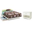 Home Square 2-Piece Set with Full Queen Storage Bed and Nightstand in Pure White