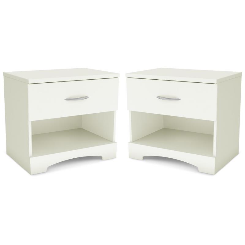 Home Square 2-Piece Furniture Nightstand Set in Pure White Finish