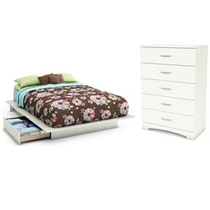 Home Square 2-Piece Set with Full Queen Storage Bed and 5-Drawer Chest