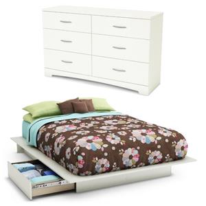 Home Square 2-Piece Set with Full Queen Storage Bed and 6-Drawer Double Dresser