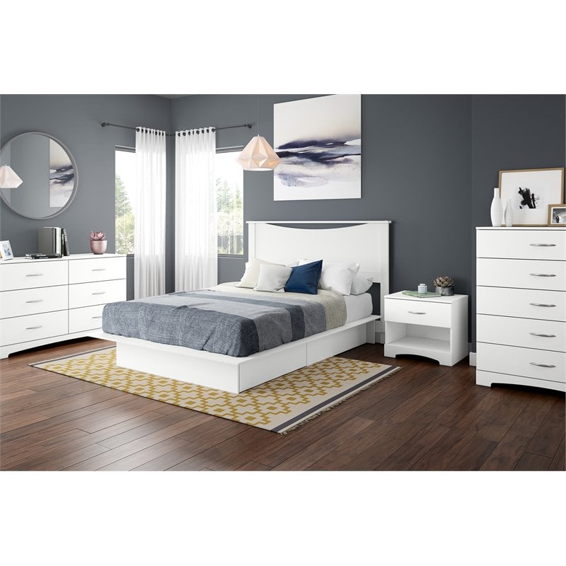Home Square 3-Piece Set with Full Queen Storage Bed Nightstand & 5-Drawer Chest