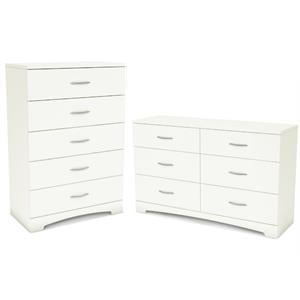 home square 2-piece set with 6-drawer double dresser and 5-drawer chest