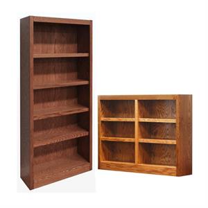 Home Square 2-Piece Set with 72&quot Tall 5-Shelf Bookcase Tall Double Wide Bookcase