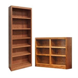 Home Square 2-Piece Set with 84&quot Tall 6-Shelf Bookcase Tall Double Wide Bookcase