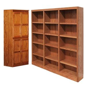 Home Square 2-Piece Set with Storage Cabinet 72&quot Tall 15-Shelf Wide Bookcase