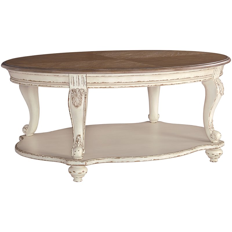Home Square 3-Piece Furniture Set with Oval Coffee Table and 2 Round End Tables