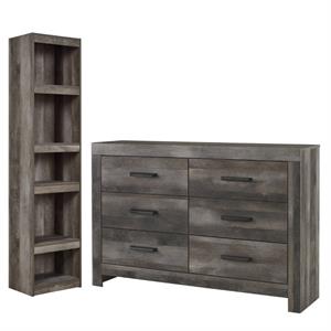 Home Square 2-Piece Set with Engineered Wood Pier & 6 Drawer Double Dresser