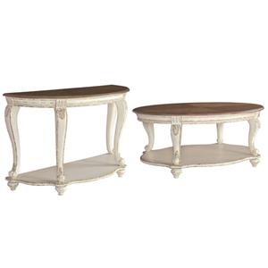 home square 2-piece furniture set with console table and oval coffee table