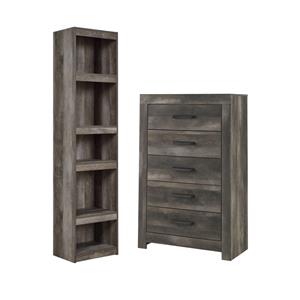 Home Square 2-Piece Set with Engineered Wood Pier & 5 Drawer Chest in Gray