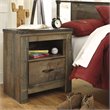Home Square 2-Piece Furniture 1 Drawer Wood Nightstand Set in Brown