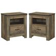 Home Square 2-Piece Furniture 1 Drawer Wood Nightstand Set in Brown