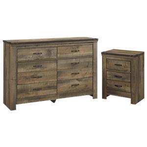 home square 2-piece set with 6 drawer double dresser and 2 drawer night stand