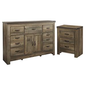 home square 2-piece set with 7 drawer dresser and 2 drawer night stand in brown