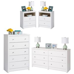 home square 4-piece set with 2 nightstands 5-drawer chest & 6-drawer dresser