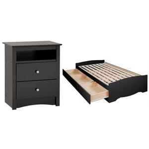 home square 2-piece set with twin storage bed with drawers & 2 nighstands