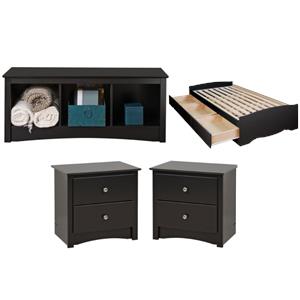 home square 4-piece set with storage bed cubby bed bench and 2 nightstands