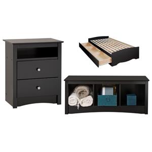 home square 3-piece set with twin storage bed cubby bed bench & night stand
