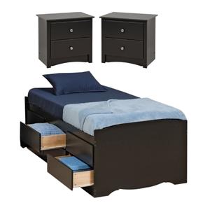 home square 3-piece set with tall twin platform storage bed and 2 nightstands
