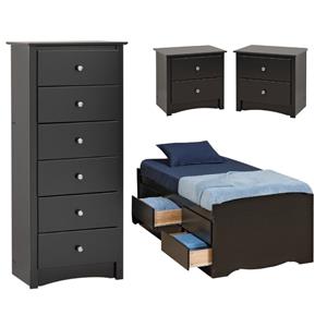 home square 4-piece set with tall twin storage bed chest and 2 nightstands