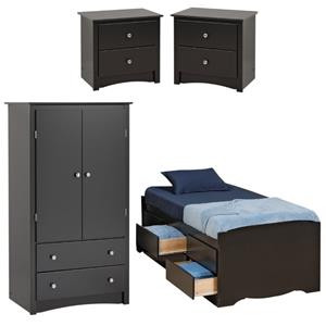 home square 4-piece set with tall twin storage wardrobe armoire & 2 nightstands